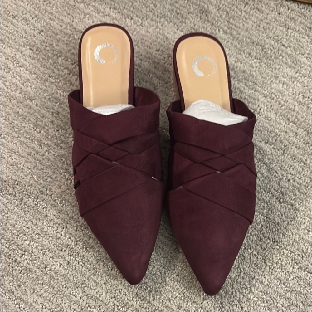 Journee Collection Burgundy Crisscross Mules